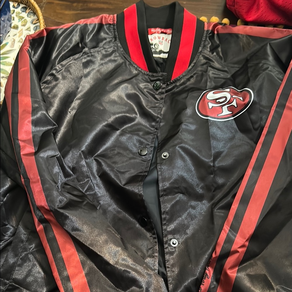 Mitchell & Ness 49ers Women Black Satin Jacket - new without tags